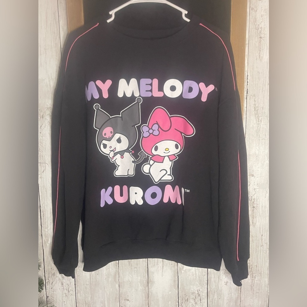 Sanrio My Melody Kuromi Black Sweatshirt Womens Juniors Size XL EUC Sanrio